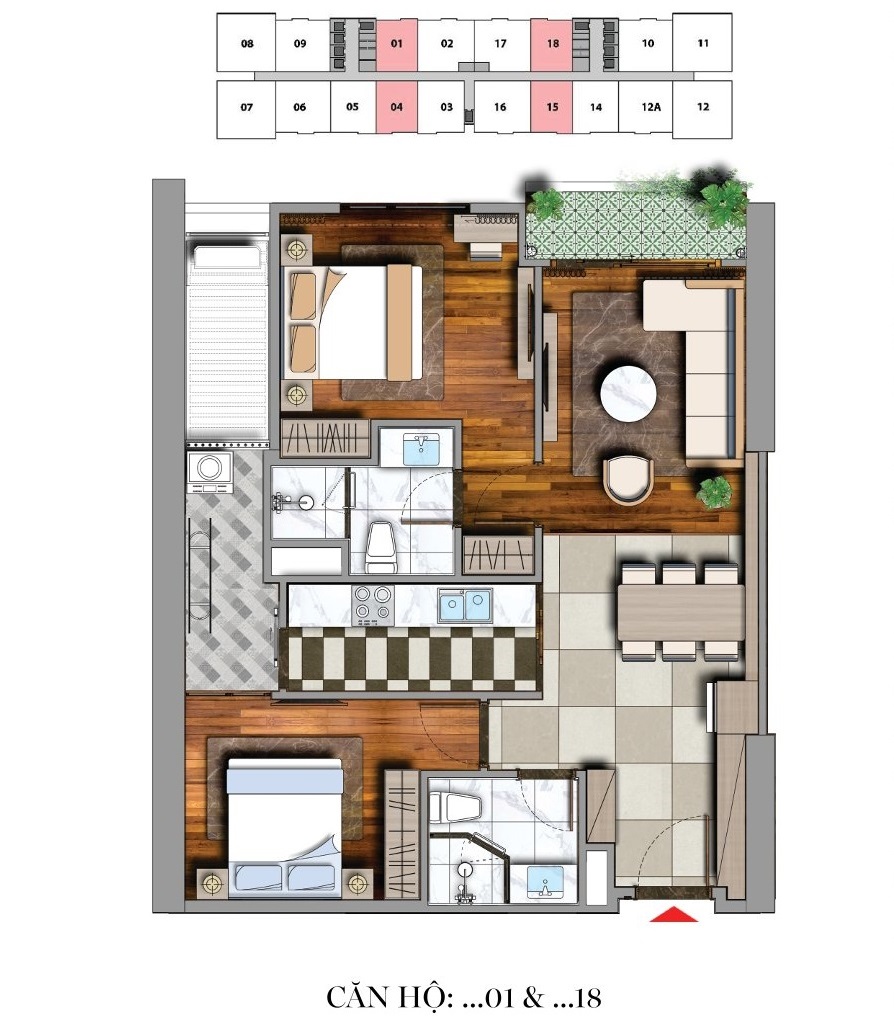Thiết kế căn hộ 2 ngủ VihaComplex - Viha Leciva 107 Nguyễn Tuân